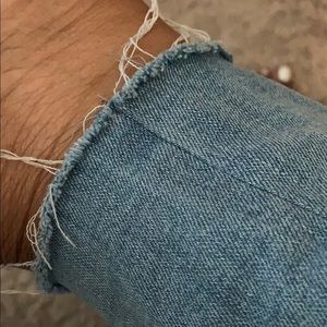 Red, white, and navy striped jeans